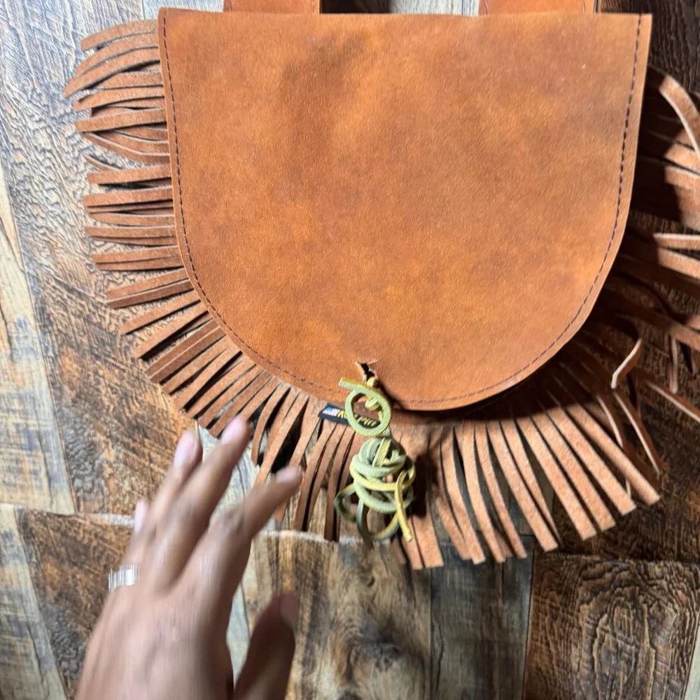 Vintage Kolpin Suede Leather Fringe Purse‎ Bag Western Boho Festival Style